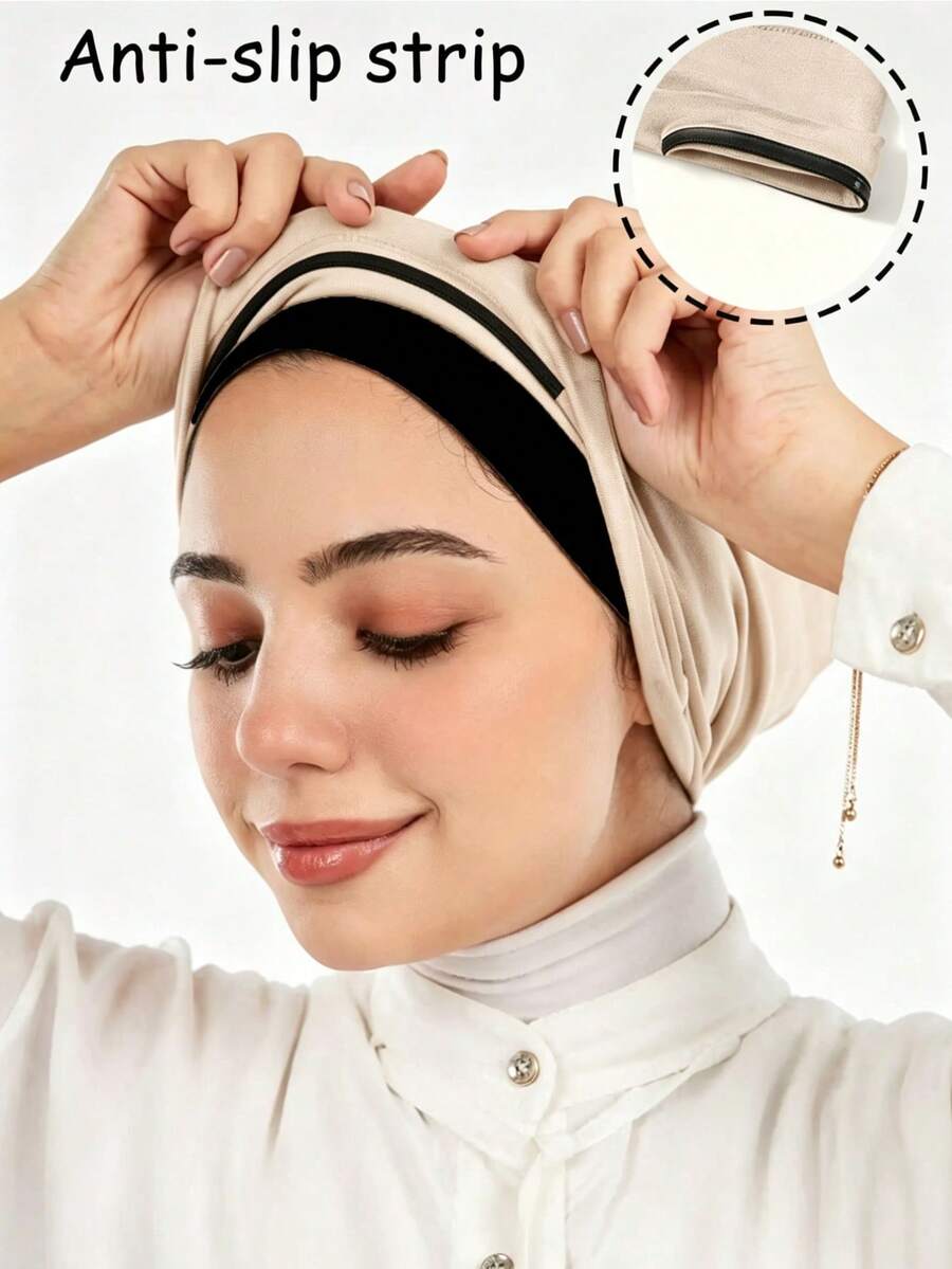1 buah Jilbab Muslimah Wanita Modis Warna Polos Anti Selip, Jilbab Serbaguna, Cocok untuk Pemakaian Sehari-hari