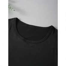 1 pcsCamiseta negra para mujer con estampado de rosas y mariposas vibrantes - Suave cuello redondo, manga corta, diseño único, lavable en máquina - Ideal para uso casual de primaveraveranootoño, camiseta de mariposa180g 100% Cotton - Negro - Ver 3
