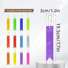 13 Colors Reflective Glow Pendant Keychain, Luminous Elongated Backpack Decor, Keychain, Night Warning Sign. Night Running Warning Sign Suitable For Night Travel, Luggage Tag, Car Charm, Waist Hanging Decor, Various Bag Hanging Identifier - Multicolor - View 5