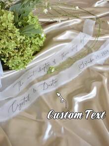 Custom-Designed Personalized Wedding Bouquet Ribbons - Floral Tapestries With Customizable Names And Dates, Suitable For Bridal Showers, Birthdays, Graduations - Made Of Polyester, With An Elegant Design, Ideal For Wedding Guest Gifts And Celebratory Decorations, Exquisite Style And Fine Workmanship. - Multicolor - View 6