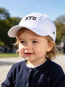 1PC White NYC 1987 Embroidery Baseball Cap For Baby, Baby Summer Beach Baseball Hats, Boys Girls Summer Protective Sunscreen Baseball Hat - Multicolor - View 3