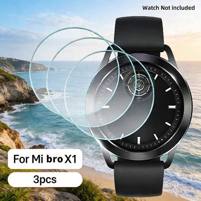 3pcs Screen Protector - 9H Hardness, Scratch-Resistant, Ultra-Clear Display, Anti-Fingerprint Coating, Full Coverage, Bubble-Free, Tempered Glass Material, Protect Watch From Scratches And Wear, Transparent, Suitable For Xiaomi Mibro A1/X1, Ideal For Tech Enthusiasts And Outdoor Adventurers