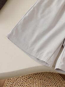 Young BoySimple Solid Color Shirt, V-Neck Vest And Stylish Pocket Pants Set - Apricot - View 10