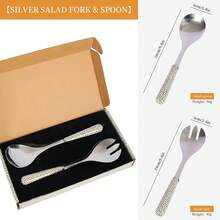 Stainless Steel Salad Fork And Spoon Set With Ceramic Handles, Extended Polka Dot Ceramic Handle Salad Spoon, Nordic Style Gold And Silver Color Salad Mixing Utensil, Kitchen Cooking And Baking Mixing Tool, High-End Gift Box Tableware, Dishwasher - View 14