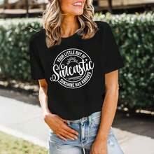 Camisetas Divertidas y Sarcásticas para Mujer: Tu Pequeño Rayo de Sol Sarcástico Ha Llegado - Camisetas con Gráficos Humorísticos - Negro - Ver 5