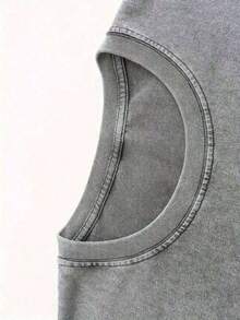 Tops2026 Women's Summer T-Shirts - 230g Thick Washed Printed T-Shirt, Urban Retro Style, Round Neck, Short Sleeves, Machine Washable, Perfect For Casual Spring And Summer Wear, Unique Loose Fit Women's T-Shirt. Loose And Comfortable Summer Clothing For Women. Loose And Comfortable Summer Outfits For Women. - 灰色 - 查看 3