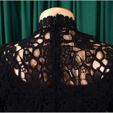 New Women's Jumpsuit European American Style Hollow Lace Short Sleeve High Waist Lace-Up Wide Leg Sexy - 黑色 - 查看 3