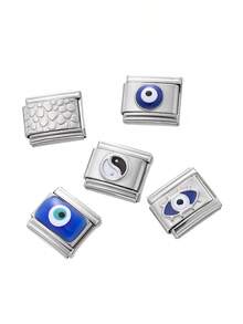 9*10mm Edelstahl Modulares Armband DIY Zubehör, gemusterte quadratische Glieder Schmuckherstellung Set - Modulare Armbandperlen - Übersicht 5