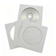 50/100/200个/包 白色纸质DVD/CD光盘套，便携式光盘包装信封，带透明窗口 - 方形 - 查看 3