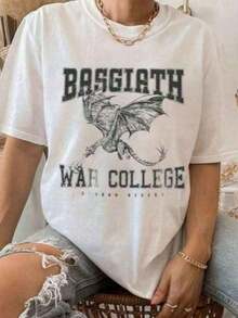 1 Piece Darkacademias Tops T-Shirt _ Darkacademias Fourth Wing Basgiath War College _ White - Size XL New _ Color_ White _ Size_ XL 180g 100% Cotton - 白色 - 查看 8