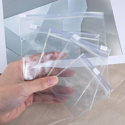 10pcs Reusable Clear Zipper Plastic Bags, Oxidation-Proof, Suitable For Jewelry, Earrings, Bracelets, Gift Packaging