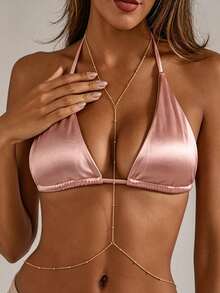 1 chiếc dây chuyền hình chữ Y màu vàng gợi cảm dành cho nữ, dây chuyền đính hạt, dây đeo bikini, trang sức thời trang dự tiệc & nghỉ lễ, phụ kiện đi biển mùa hè. - Hạt vòng cổ - Xem 2