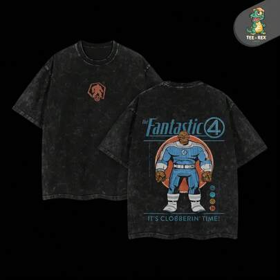 Camiseta 100% Algodón con Estampado The Thing, Camiseta Gráfica Vintage para Fans de los Cuatro Fantásticos, Camiseta de Cuello Redondo Estampada Oversize, Camiseta Gráfica de Streetwear, Camiseta Unisex Hot 2025