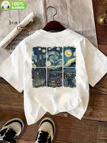 100% cotton T-Shirts--Camiseta-Casual-de-Mujer-con-Cuello-Redondo,-Estampado-de-Cielo-Estrellado-y-Letra-A,-Manga-Corta-y-Ajuste-Holgado,-Transpirable-para-Primavera-y-Verano,-Ropa-Casual-Versátil-y-Esencial-para-Fies 100% algodón-- | Diseño exquisito |   Suelto y cómodo |   Fácil de combinar |   Camiseta Y2k - Negro - Ver 1