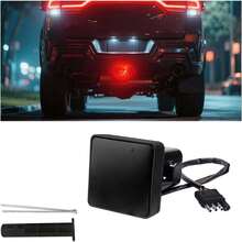 1 Pack Brake Red Light Trailer Hitch Cover Square Red Lens With 15 LED Brake Lights,12V Smoked Tail Lights Fits 2" Receiver, Tow Hitch Driving Brake Lamp Automotive Exterior Accessories With 4-Pin Adapter For Towing Truck RV SUV - Black - View 1