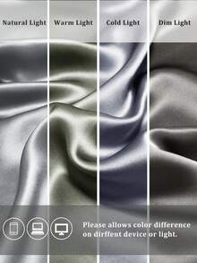 1pc French Gray Satin Pillowcase, Suitable For Summer, Cooling And Skin-Friendly Comfortable, Pillowcase, Bedding, Unisex, Dorm Decor, Pillow Insert Not Included, Fits Twin, Full, Queen, King Size - Grey - View 8