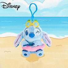 1pc Disney Stitch Plush Swim Ring Doll, Beach Doll Backpack Accessory, Birthday Gift, Party Favor, Souvenir - Sky Blue - View 3