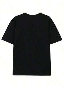 % algodón, camiseta impresa del club antisocial, adecuada para uso diario, esencial para atuendos de verano fáciles, regalo perfecto, camiseta cómoda de manga corta para deportes al aire libre, regalo de vacaciones, camiseta suelta, casual y versátil. - Negro - Ver 2