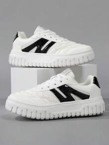 Women's Casual Colorblock Sports Sneakers, Pink Campus Comfortable Breathable - White Light Gray - View 4