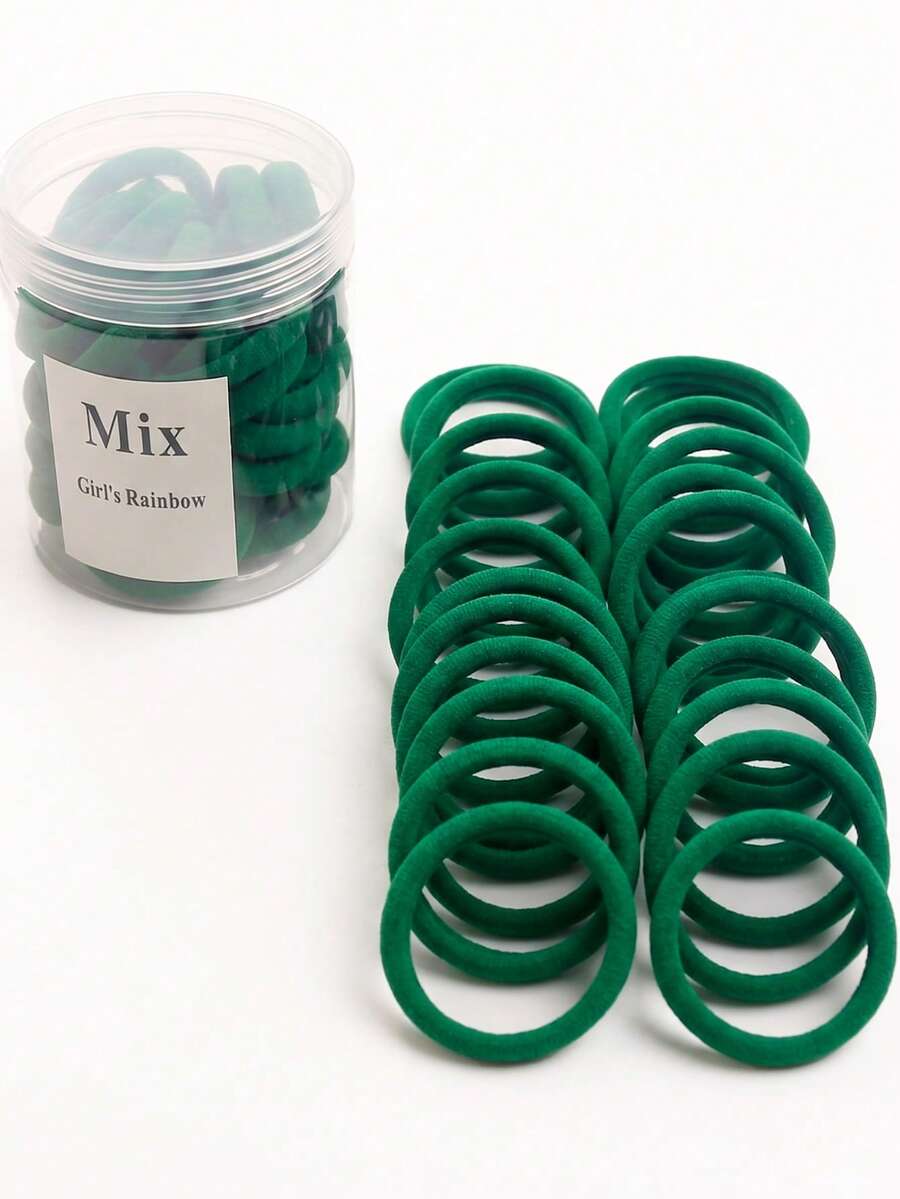 10/50/100/200pcs Pack Women High Elastic Basic Hair Ties, Suitable For Ponytail Hairstyle (Multiple Colors Available), Home, Hair Accessories - Dark Green - View 1