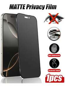 Matte Privacy Ceramic Screen Protector, Smooth Matte Surface, Clear Display, Waterproof And Shockproof, Compatible With Phone Cases, Privacy Protection Phone Accessory, Suitable For Daily Office Use, Compatible With 17 Pro Max/17 Pro/17 Air/17e/16 Pro Max/16 Plus/16/15 Pro Max/15 Pro/15 Plus/15/14/13/12/11. - Black - View 8