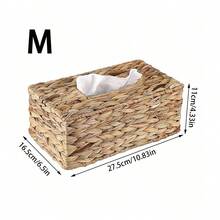 1pc Water Hyacinth Paper Towel Box, Square And Rectangle Woven Paper Towel Box, Simple Buckle Paper Towel Box, Suitable For Bathroom, Living Room, Bedroom, Vanity, Home Decor, Bathroom Accessories, Home Goods, Table, Home Organization And Storage - Ginger - View 13