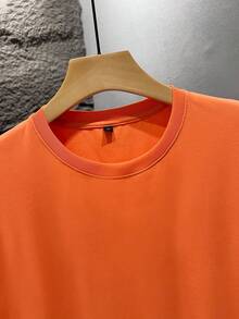 1pc Men's Fashionable Printed Loose Fit Short Sleeve T-Shirt | Exquisite Design | Summer Essential | Easy To Match, Showcasing Your Style - Orange - View 5
