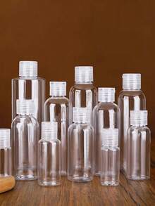 5pcs 1.01oz/1.69oz/3.38oz Flip-Top Plastic Refillable Bottles Set - Portable For Shampoo, Lotion, Toiletries - Fragrance-Free Suitable For Travel - White - View 2