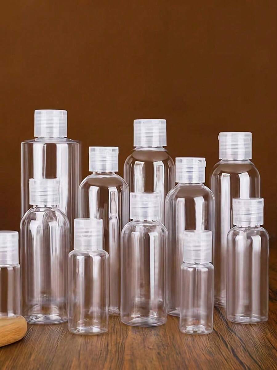 5pcs 1.01oz/1.69oz/3.38oz Flip-Top Plastic Refillable Bottles Set - Portable For Shampoo, Lotion, Toiletries - Fragrance-Free Suitable For Travel