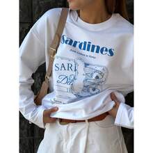 Pure Cotton Long Sleeve T-Shirt, Versatile, Modern And Elegant, With A Fresh And Fun Print, For Spring And Autumn 2025 - White - View 2
