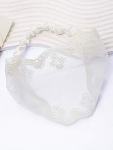 1pc Oversized Floral Embroidered Lace Headband Set,Travel,Birthday - Multicolor - View 5
