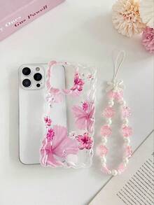 Ốp lưng điện thoại TPU cao cấp chống sốc phong cách tối giản vẽ hoa họa tiết sóng xoắn cạnh, kèm phụ kiện vòng tay hạt đính thủ công, tương thích 17pro/17Air/17/17promax 16/11/16pro/16plus/16promax/16e/15Promax/13/14/12/XS/XR/7G/8PXR/7/8, ốp mềm chống sốc P12 cho Apple 13/14/11/X/12/14 - Nhiều màu - Xem 4