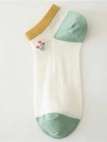 5 Pairs Random Summer Thin Floral Lace Low-Cut Breathable Cotton Socks - Multicolor - View 9