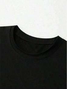 Camiseta de Hombre de Cuello Redondo y Manga Corta de 220 Gramos, Patrón de Impresión Creativa, Diseño Simple, Proceso de Tejido, Suave y Cómoda, Adecuada para Uso en el Campus, Reuniones de Fiesta, Uso Diario, Una Buena Elección para Familia y Amigos - Negro - Ver 6