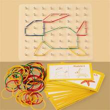 Juego de rompecabezas matemáticos geométricos de madera con tablero de clavijas, para desarrollar el pensamiento, la orientación espacial, la creatividad y la imaginación de los niños - Multicolor - Ver 3