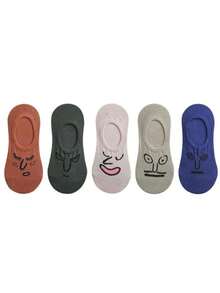 1/5/10 Đôi tất tàng hình in hình ngộ nghĩnh mới, tất cotton mỏng chống trượt, tất tàng hình unisex in hình biểu cảm dễ thương, tất mỏng chuyên dụng cho giày thể thao in hình biểu cảm, phong cách thường ngày vui nhộn (Chỉ có tất, không kèm lót giày) - Nhiều màu - Xem 7