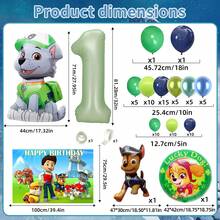 Green Paw Print Style Foil Number Balloons, Including Light Green, Green And Blue, Suitable For Birthday Party Decoration, Happy Birthday Balloon Set, Ideal For Adult Birthday Party Wall Decoration Balloon Set - View 2