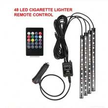 Universal Car 48 LED RGB Ambient Lights LED Strip Atmosphere Lamps 8 Colors Decorative Off Road 4x4 SUV Automobile Accessories - Cigarro LED 1 - Ver 8