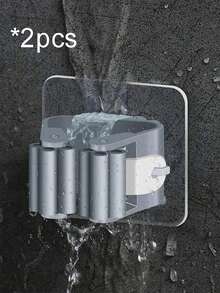 4pcs No Drill Mop Holder, Bathroom Mop Hook, Adhesive Multipurpose Broom/Mop Hanger Rack - Grey - View 11