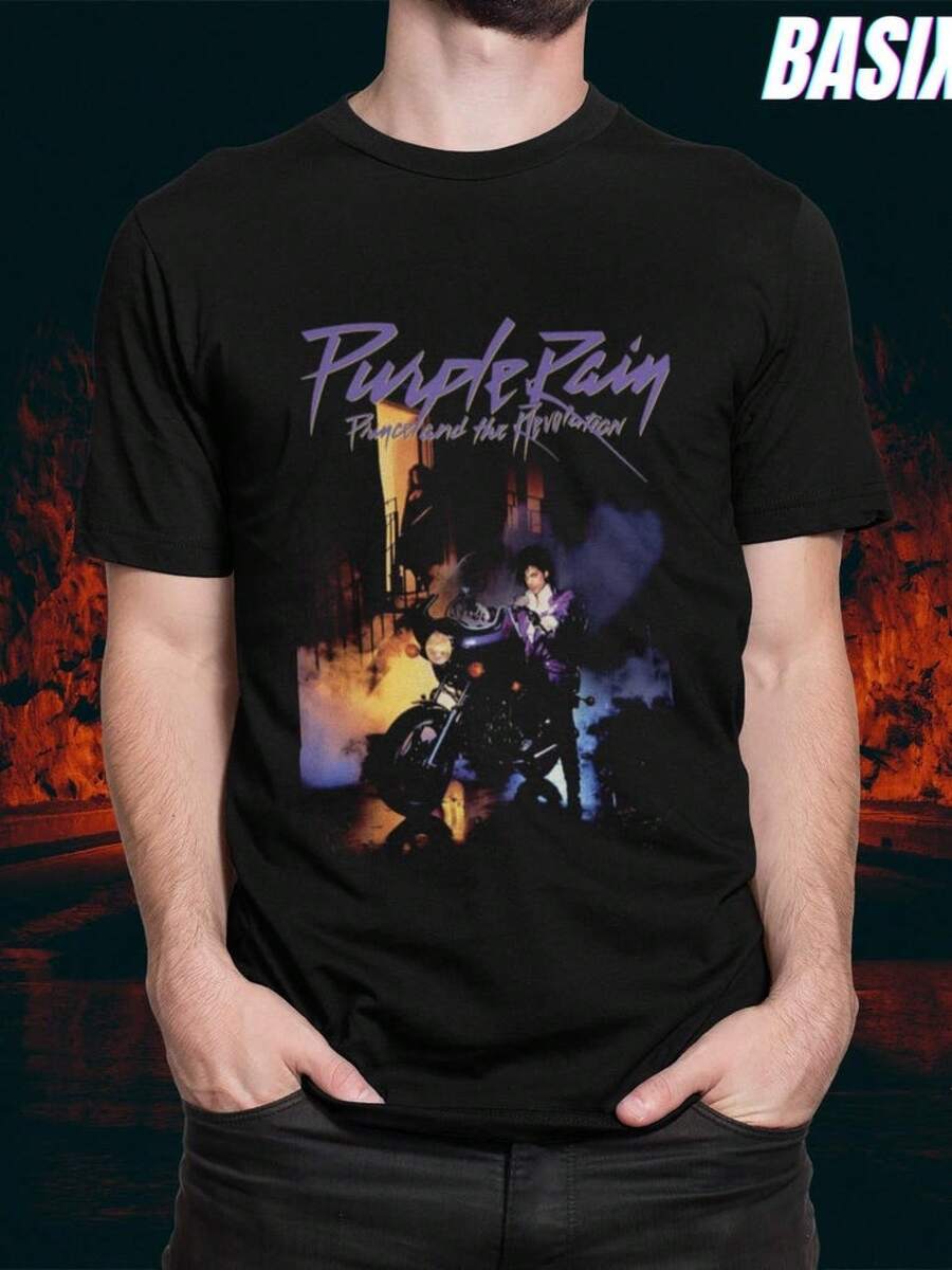 Purple Rain T Shirt Prince The Revolution - Vintage Prince Purple Rain T-shirt camisetas para hombre playeras de hombre ropa hombre conjunto de hombre playera de hombre cosas de hombre vestido casuales para mujer conjuntos de mujer blusas elegantes camisetas para mujer vestido de mujer - Negro - Ver 1