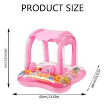 Anillo inflable de natación para bebés con dosel - Juguete de piscina para bebés con diseño de dibujos animados y sombrilla, adecuado para juegos acuáticos, piscina, playa, lago, vacaciones - Multicolor - Ver 4