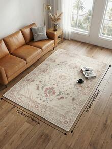 1pc Light Pink Floral Living Room Rug, Suitable For Kitchen, Dining Room, Bedroom, Room Holiday Decor, Indoor/Outdoor, Office, Lobby, Non-Slip Door Mat, Bathroom Rug, Hallway, Study Gaming Area Rug - Baby Pink - View 14