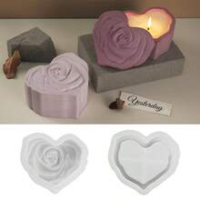 1 Set DIY Crystal Epoxy Resin Heart Rose Flower Candle Mold, Decorative Aroma Candle Mold, Heart Shaped Storage Box - Silicone Mold - View 7