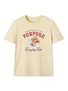 Camiseta de Manga Corta con Perro Tierno y Caligrafía Americana,Camiseta de manga corta de moda para primavera y verano de 2026, hecha en México, 180 gramos. Estampado de dibujos animados, modelo de pareja, apta para uso interior o exterior. Cuello redondo, unisex, ideal para oficina y ocio. Paquete de una pieza. - APR-P631577SLNDXZGY382 - Ver 2
