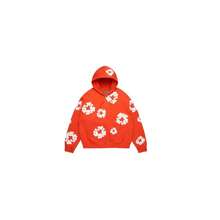 Sudadera con capucha con cremallera de algodón con diseño de lágrimas de mezclilla en color naranja oscuro - Multicolor - Ver 1