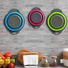 Collapsible Silicone Colander (Green) - Easy Storage, Ideal For Draining Pasta, Veggies & Fruits, Also Works As A Fruit/Berry Bowl, Must-Have For Campers - Màu xanh lá - Xem 3