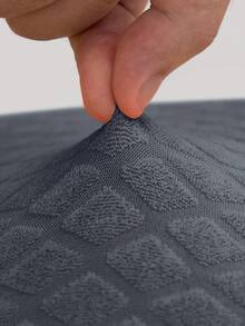 1pc Diamond Jacquard Footstool Cover, Suitable For Living Room Bedroom, Modern Minimalist Design, Applicable For All Seasons - Grey - View 4