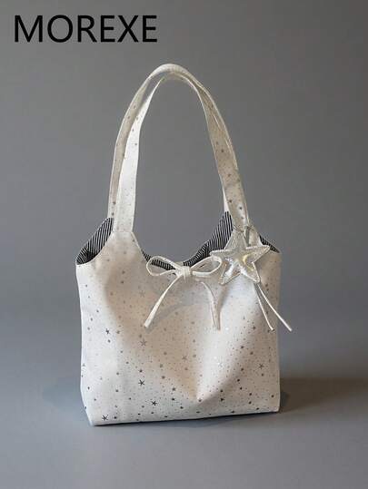 Women's Large Capacity Shoulder Bag, Casual Versatile Tote Bag, Fashion Star Decor Underarm Bag For Commuting