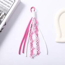 1 pieza Lindo encaje cinta borla bolsa Charm, Y2K hecho a mano ganchillo flecos llavero para decoración de mochila y llaves de coche - Multicolor - Ver 11