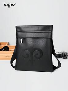 saroxi 1 chiếc túi đeo vai nam, túi đeo chéo mini có ngăn bên, túi đeo chéo đa năng bằng da PU, kiểu dáng tối giản màu đen/nâu, quà tặng cho bạn trai - màu đen - Xem 2